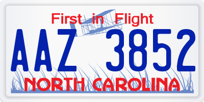 NC license plate AAZ3852
