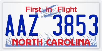 NC license plate AAZ3853