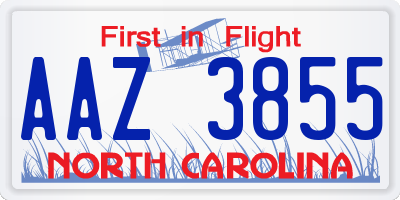 NC license plate AAZ3855