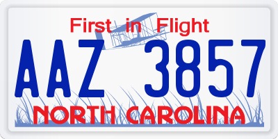 NC license plate AAZ3857