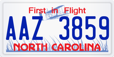 NC license plate AAZ3859