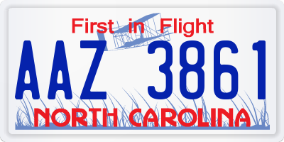 NC license plate AAZ3861