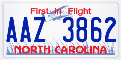 NC license plate AAZ3862