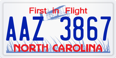 NC license plate AAZ3867