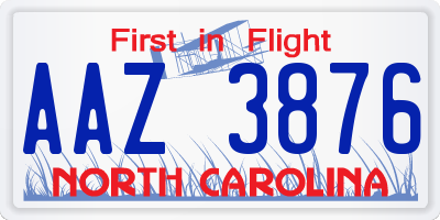 NC license plate AAZ3876
