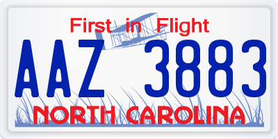 NC license plate AAZ3883