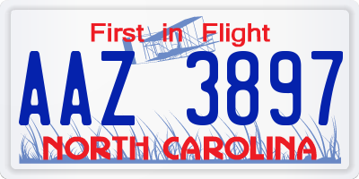 NC license plate AAZ3897