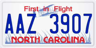 NC license plate AAZ3907