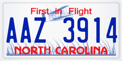 NC license plate AAZ3914