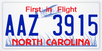 NC license plate AAZ3915