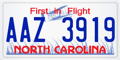NC license plate AAZ3919