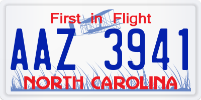 NC license plate AAZ3941