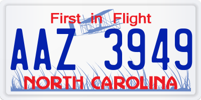 NC license plate AAZ3949