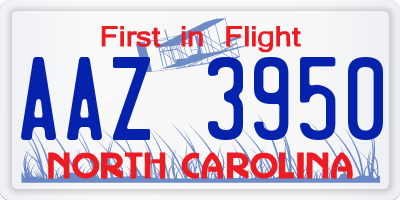 NC license plate AAZ3950