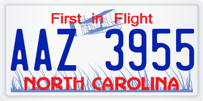 NC license plate AAZ3955