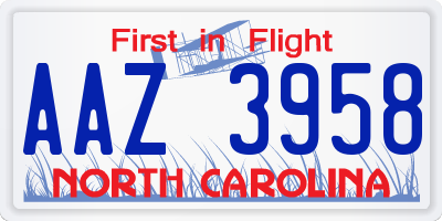 NC license plate AAZ3958