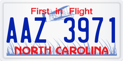 NC license plate AAZ3971