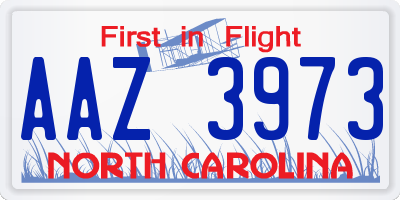 NC license plate AAZ3973