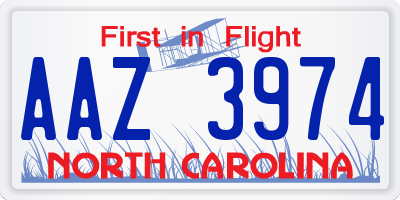NC license plate AAZ3974