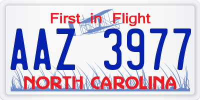 NC license plate AAZ3977