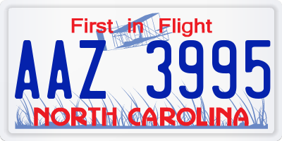 NC license plate AAZ3995