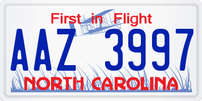 NC license plate AAZ3997