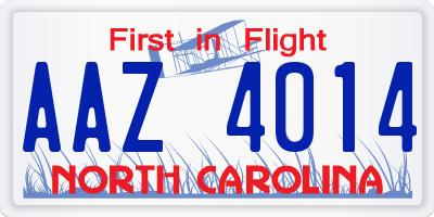 NC license plate AAZ4014