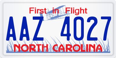 NC license plate AAZ4027