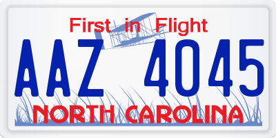 NC license plate AAZ4045