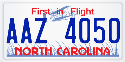 NC license plate AAZ4050