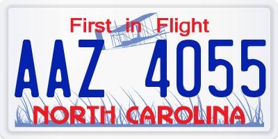 NC license plate AAZ4055