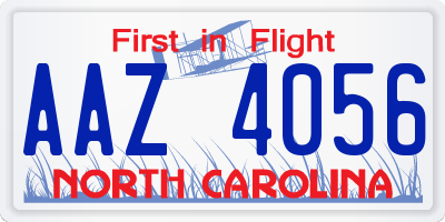 NC license plate AAZ4056