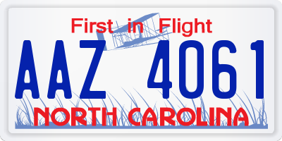 NC license plate AAZ4061