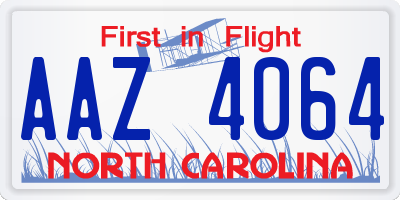 NC license plate AAZ4064