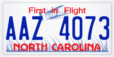 NC license plate AAZ4073