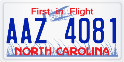 NC license plate AAZ4081