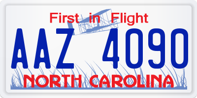 NC license plate AAZ4090