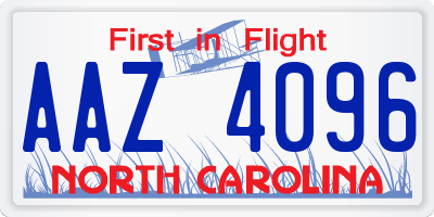 NC license plate AAZ4096