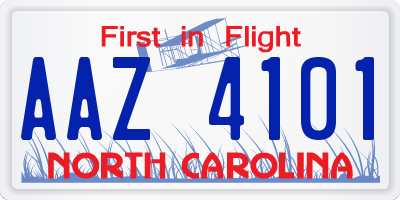 NC license plate AAZ4101
