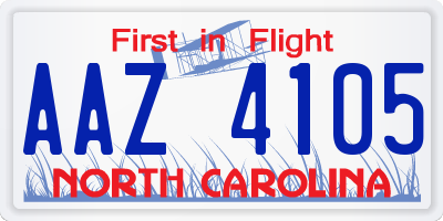 NC license plate AAZ4105