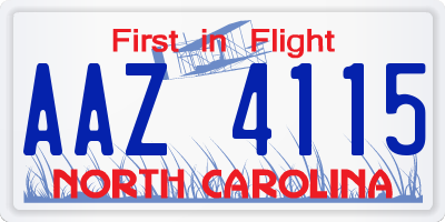 NC license plate AAZ4115