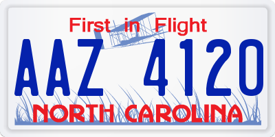NC license plate AAZ4120