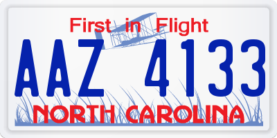 NC license plate AAZ4133