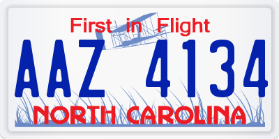 NC license plate AAZ4134
