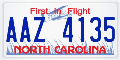 NC license plate AAZ4135