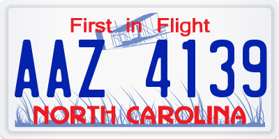NC license plate AAZ4139