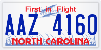 NC license plate AAZ4160