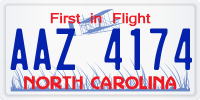 NC license plate AAZ4174