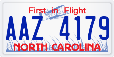 NC license plate AAZ4179