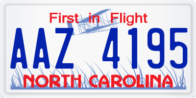 NC license plate AAZ4195